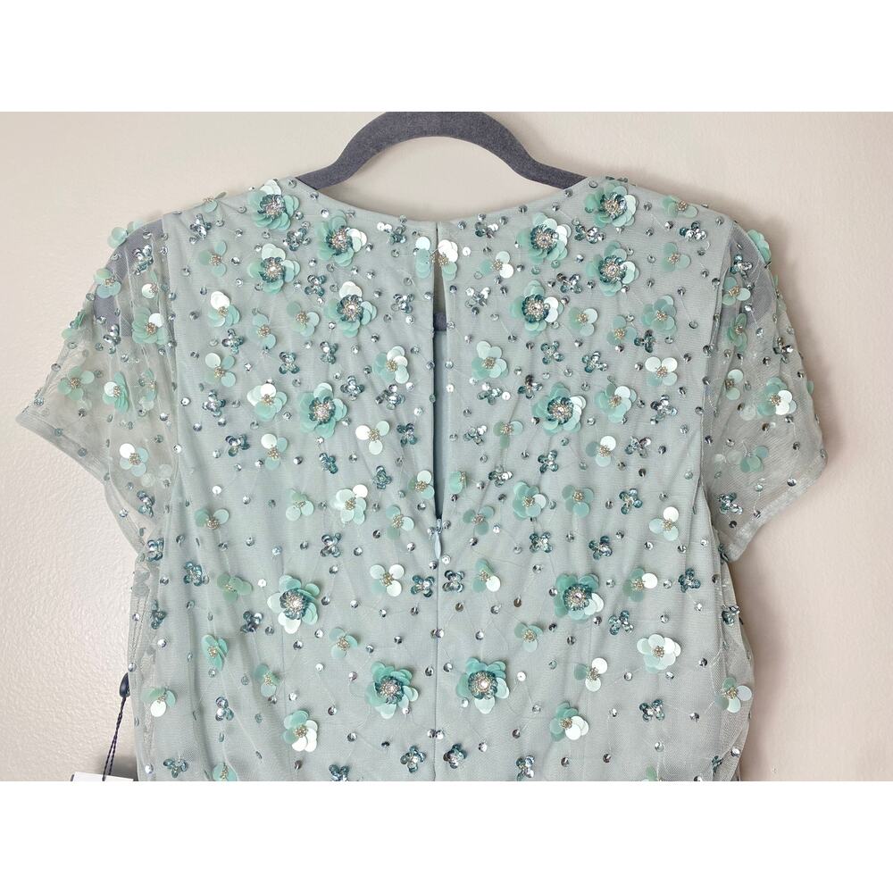 Adrianna Papell Dress 10 Green Sequin Beaded Wedding Guest Mother of the Bride - Picture 10 of 15